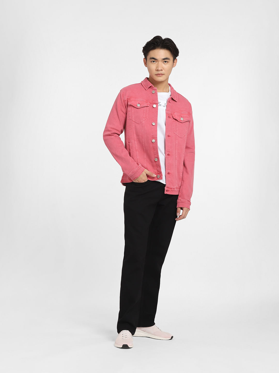 J BRAND Harlow Shrunken and Distressed Denim Jacket In Teaser, Dust Pink,  Medium | eBay