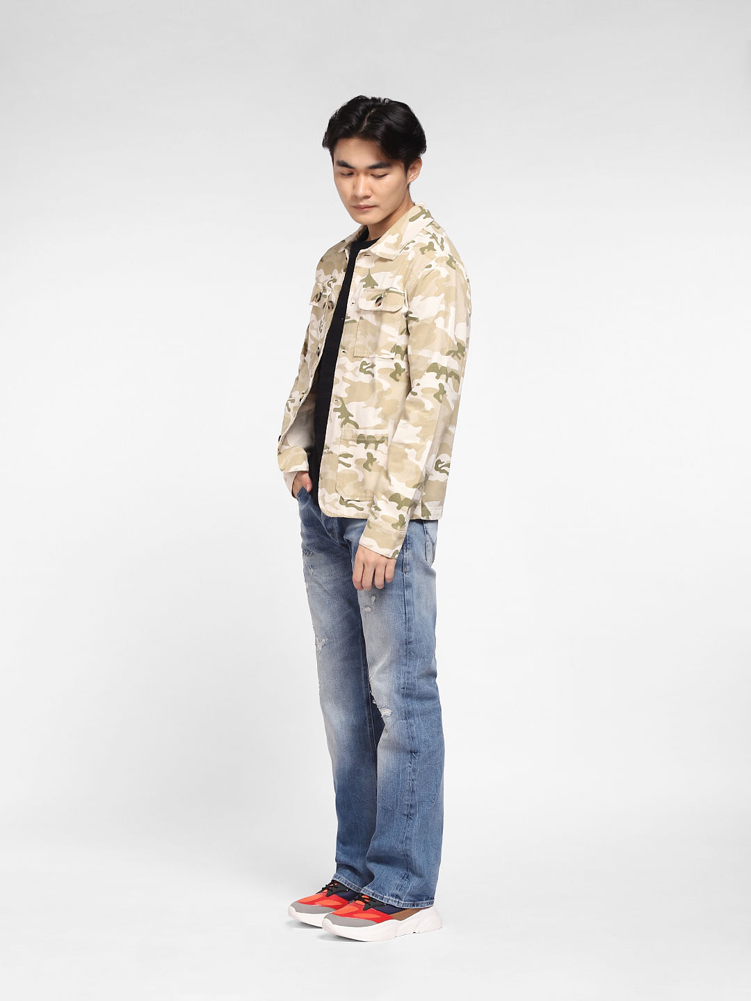 Buy BaronHong Men's Slim Fit Military US Army Camouflage Denim Jacket(armygreen,4XL)  at Amazon.in