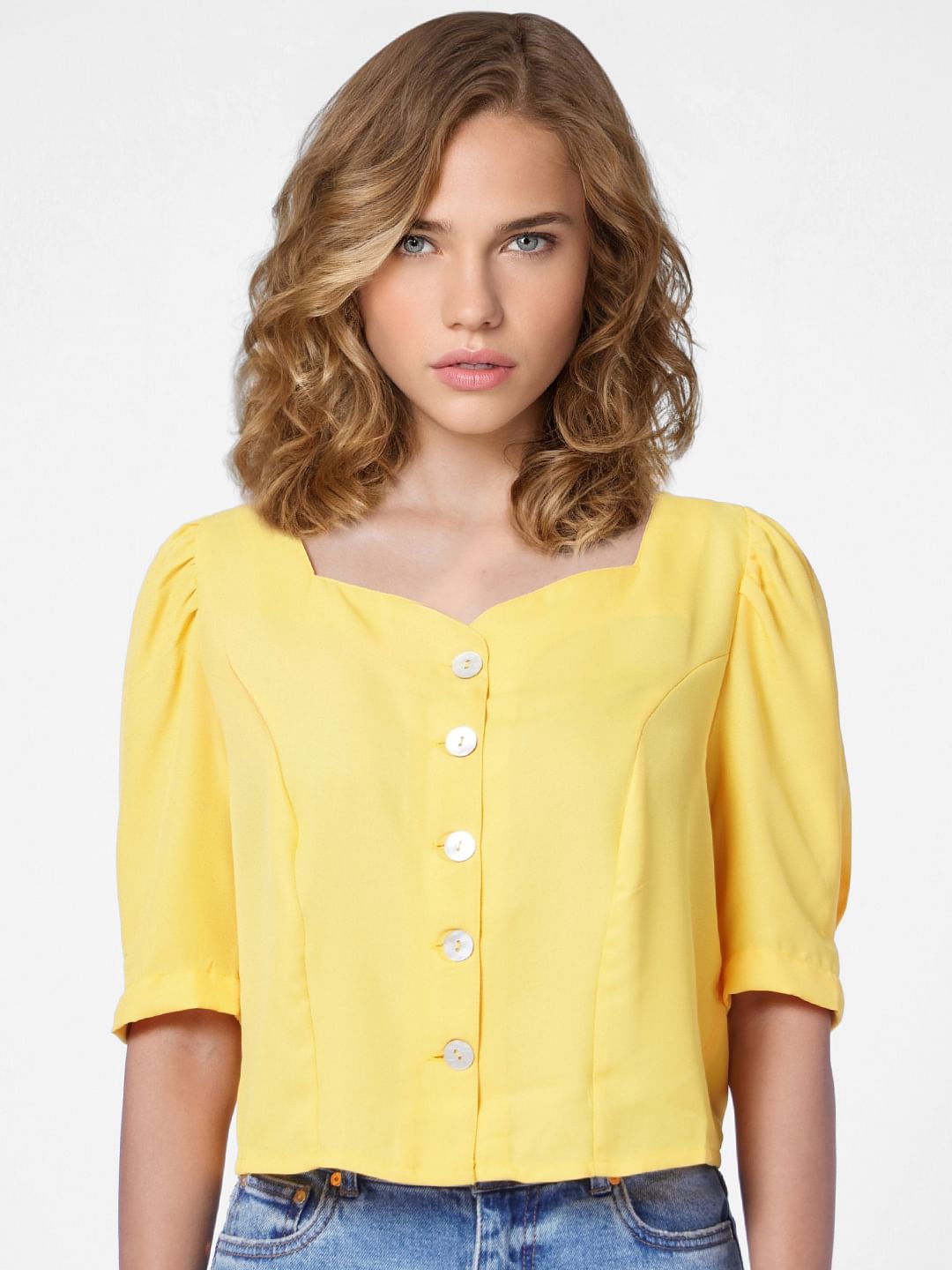 Yellow Puff Sleeves Top