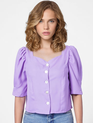 Purple Puff Sleeves Top