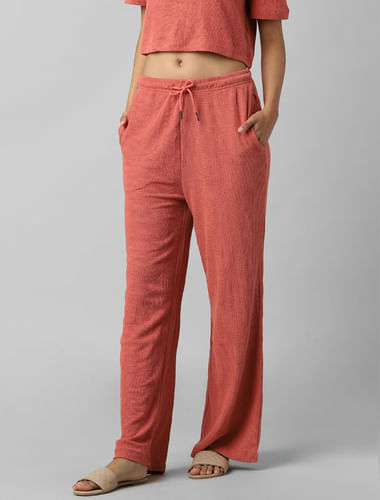 Pink Mid Rise Co-ord Wide Leg Pants