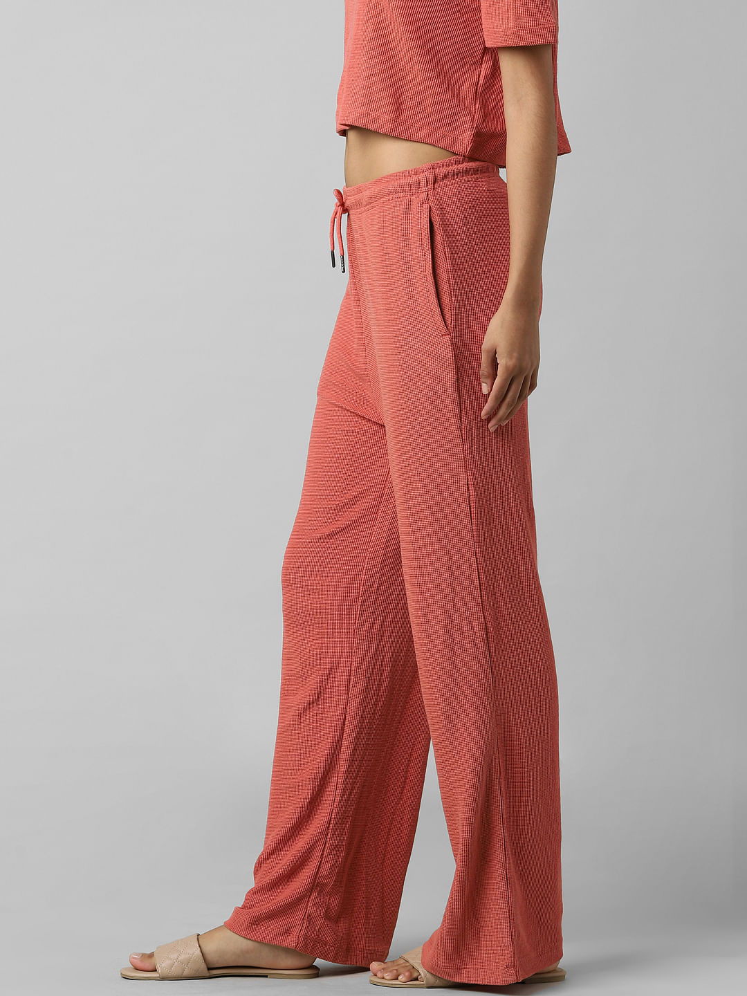 Buy Women Pink Palazzo Pants With Asymmetric Attached Dupatta  Plus Size   Indya