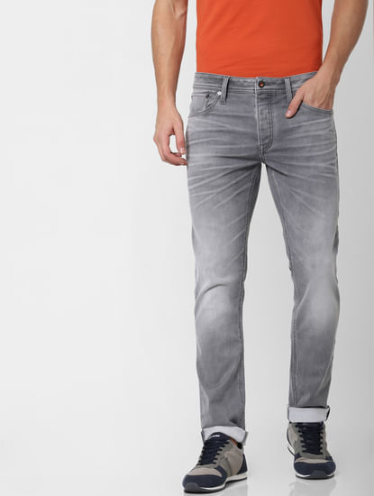 Grey Mid Rise Glenn Slim Fit Jeans 