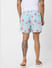 Blue Mid Rise All Over Print Swimshorts