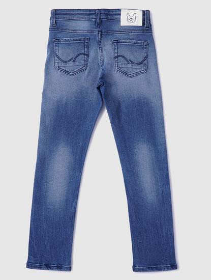 Boys Blue Low Rise Straight Jeans 