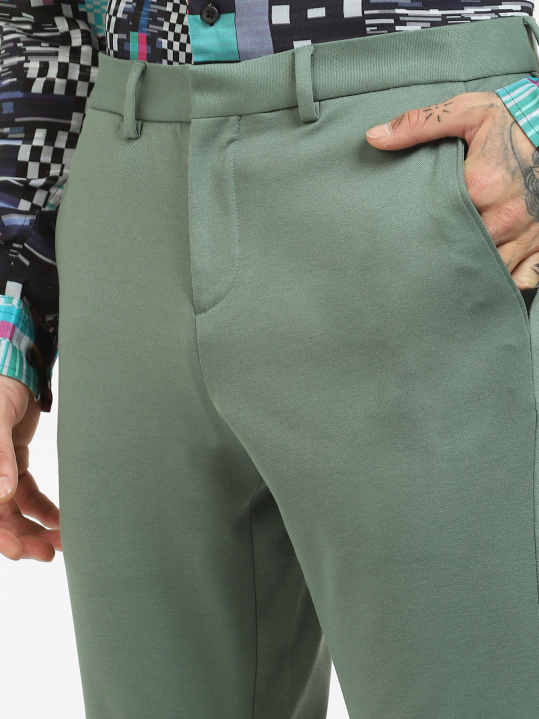 Buy U.S. Polo Assn. Men Mint Green Slim Fit Trousers - Trousers for Men  298647 | Myntra