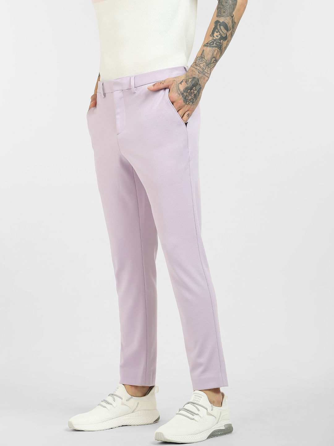 Purple Plain Formal Unstitched Uniform Shirts and Pant for Office Staff