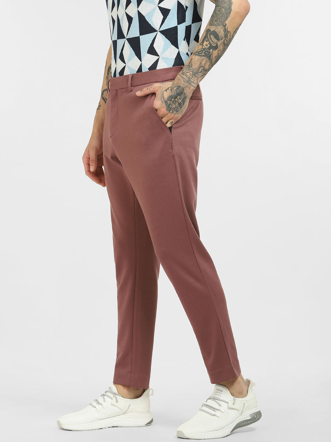 Buy Park Avenue Dark Brown Solid Slim Fit Trousers for Men Online  Tata  CLiQ