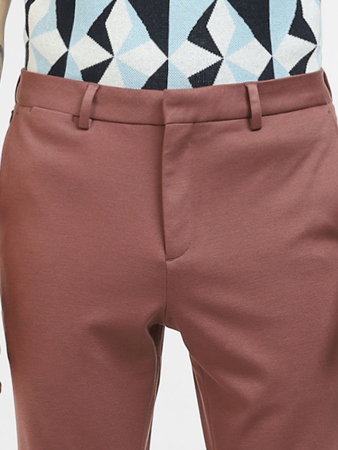 Plain Light Brown Men Poly Cotton Formal Trouser Regular Fit