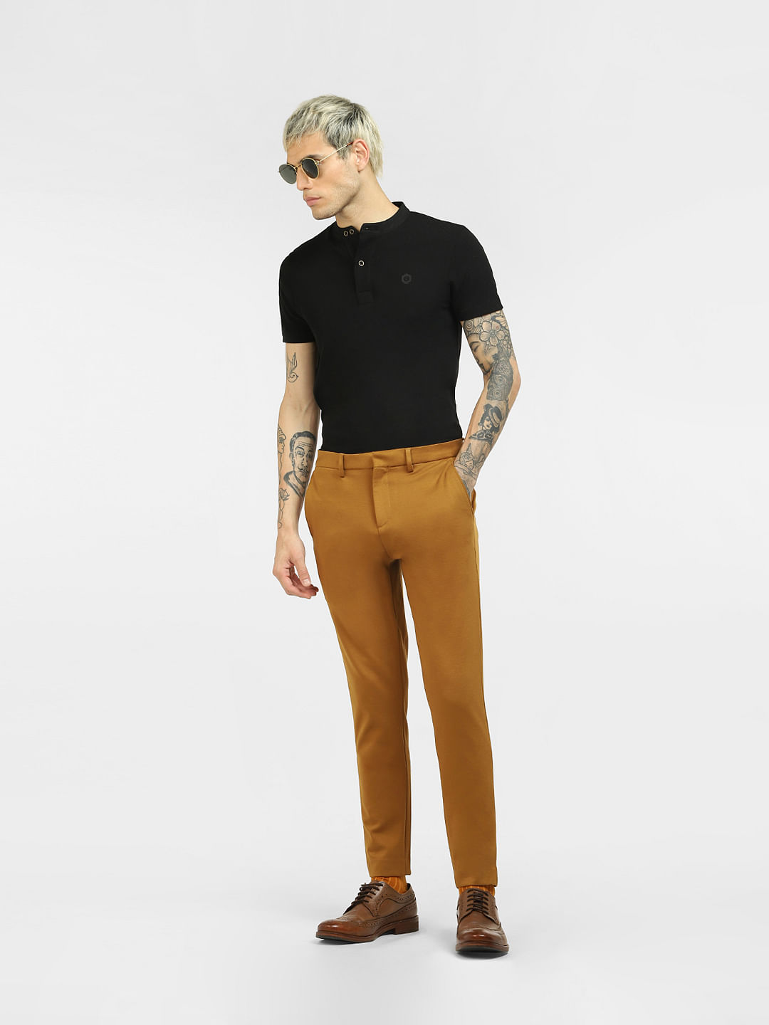 Buy SUITLTD Men Textured Slim Fit Formal Trouser  Brown Online at Low  Prices in India  Paytmmallcom
