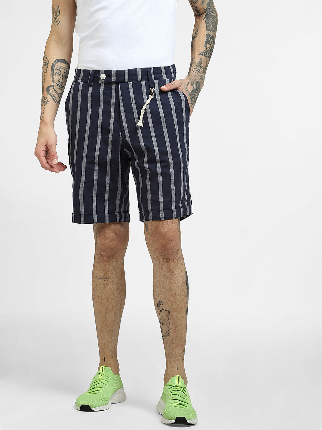 Blue and white hot sale striped shorts mens