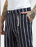 Blue Striped Linen Shorts_394891+5