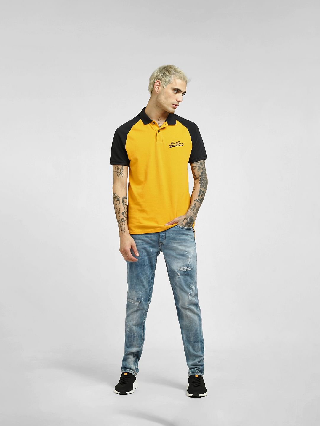 Blue and yellow outlet polo t shirt