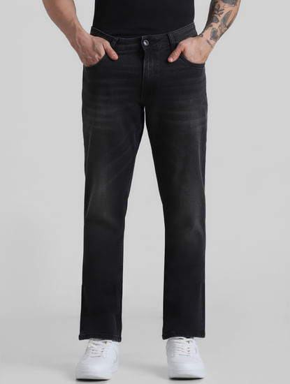Black Mid Rise 5 Pocket Regular Fit Jeans