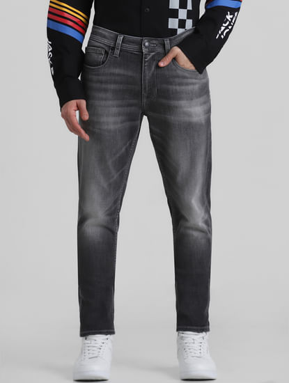 Grey Mid Rise Washed Slim Fit Jeans