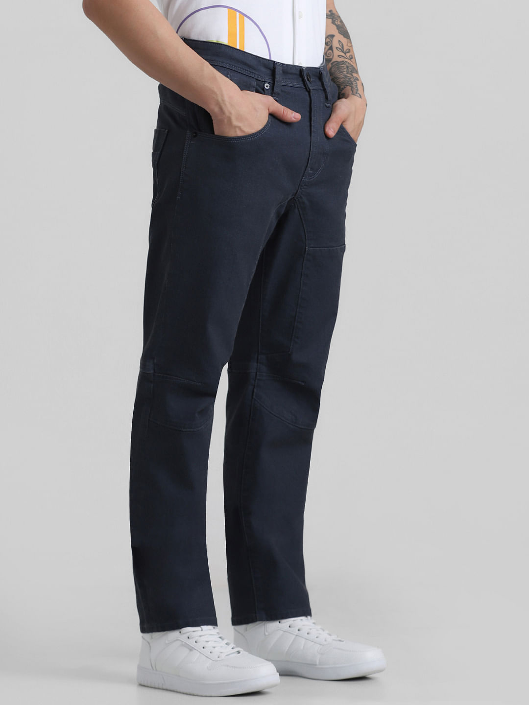 Buy CRIMSOUNE CLUB Natural Solid Polyester Anti Fit Men's Casual Trousers |  Shoppers Stop