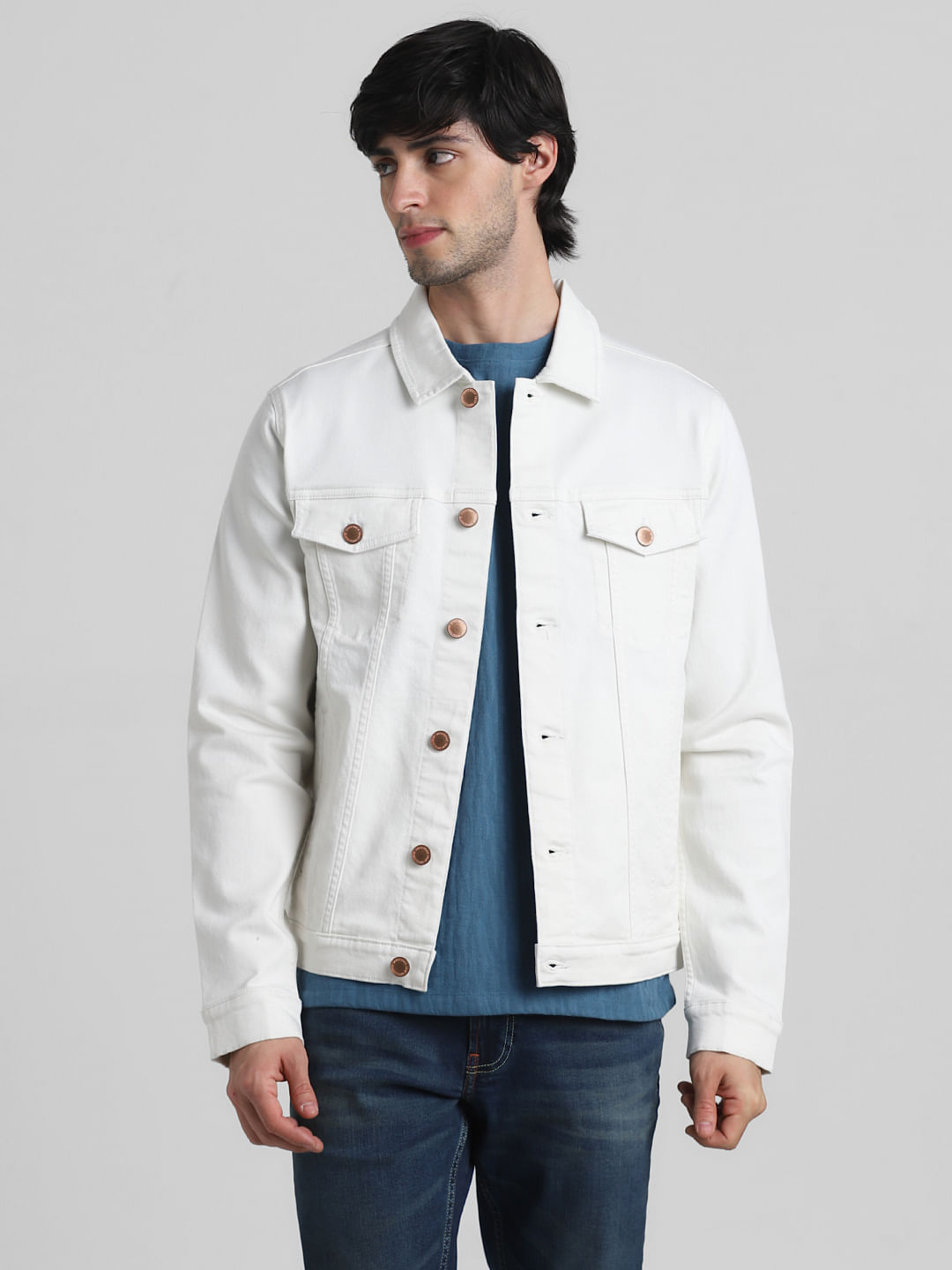 Buy Style Quotient Men Blue Washed Denim Jacket With Patchwork - Jackets  for Men 16502368 | Myntra