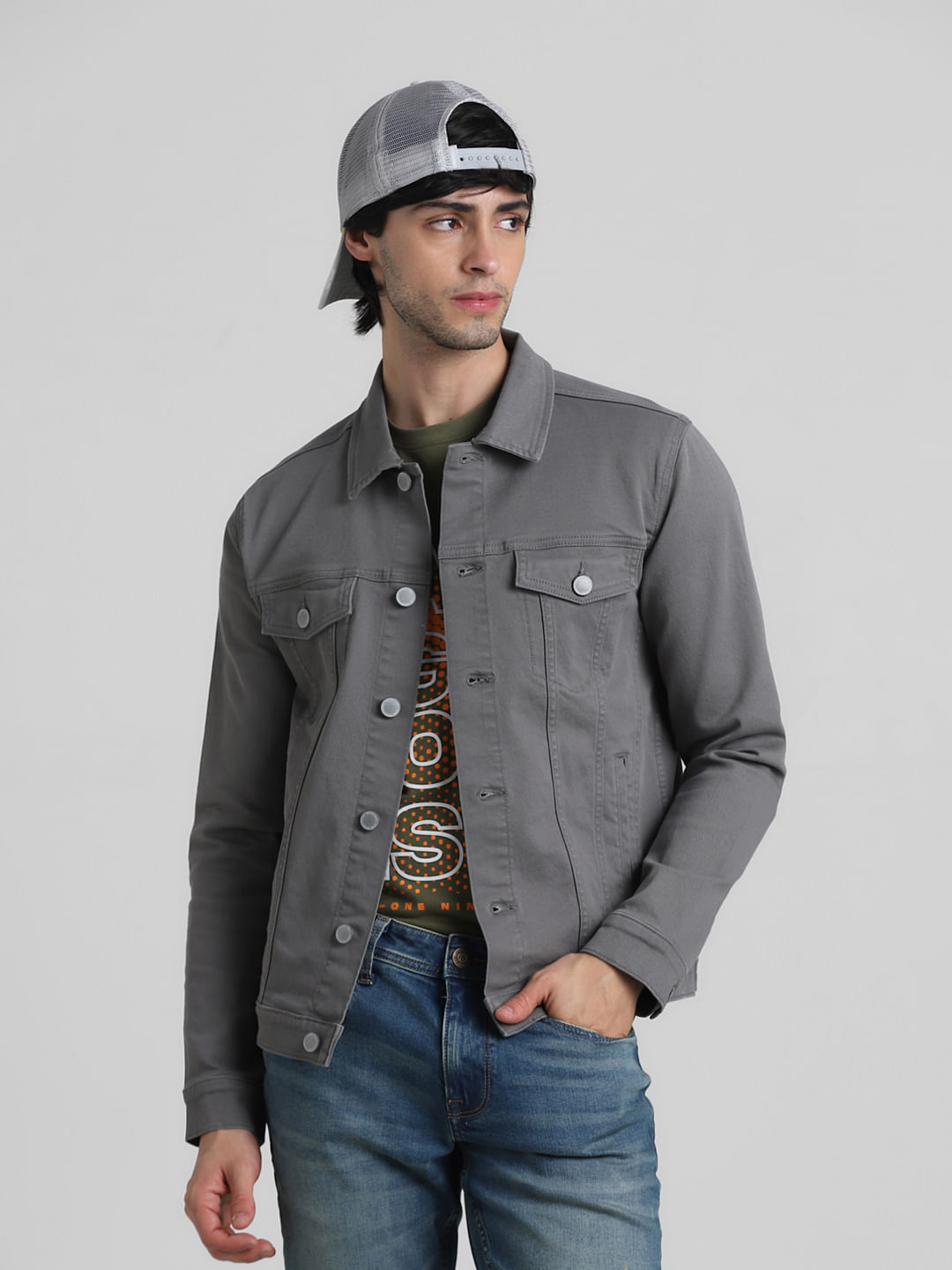 Men's Trendy Denim Jacket Casual Lapel Button Long Sleeve - Temu