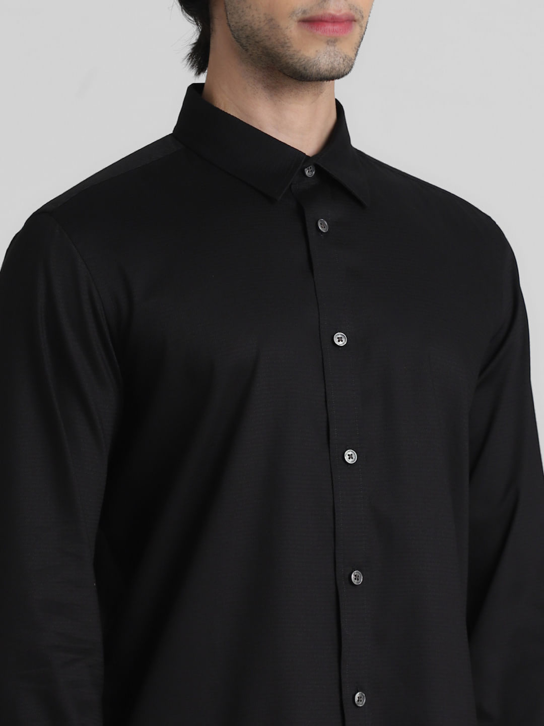 Elevate Your Formal Attire with a Cobb Black Solid Slim Fit Formal Shirt