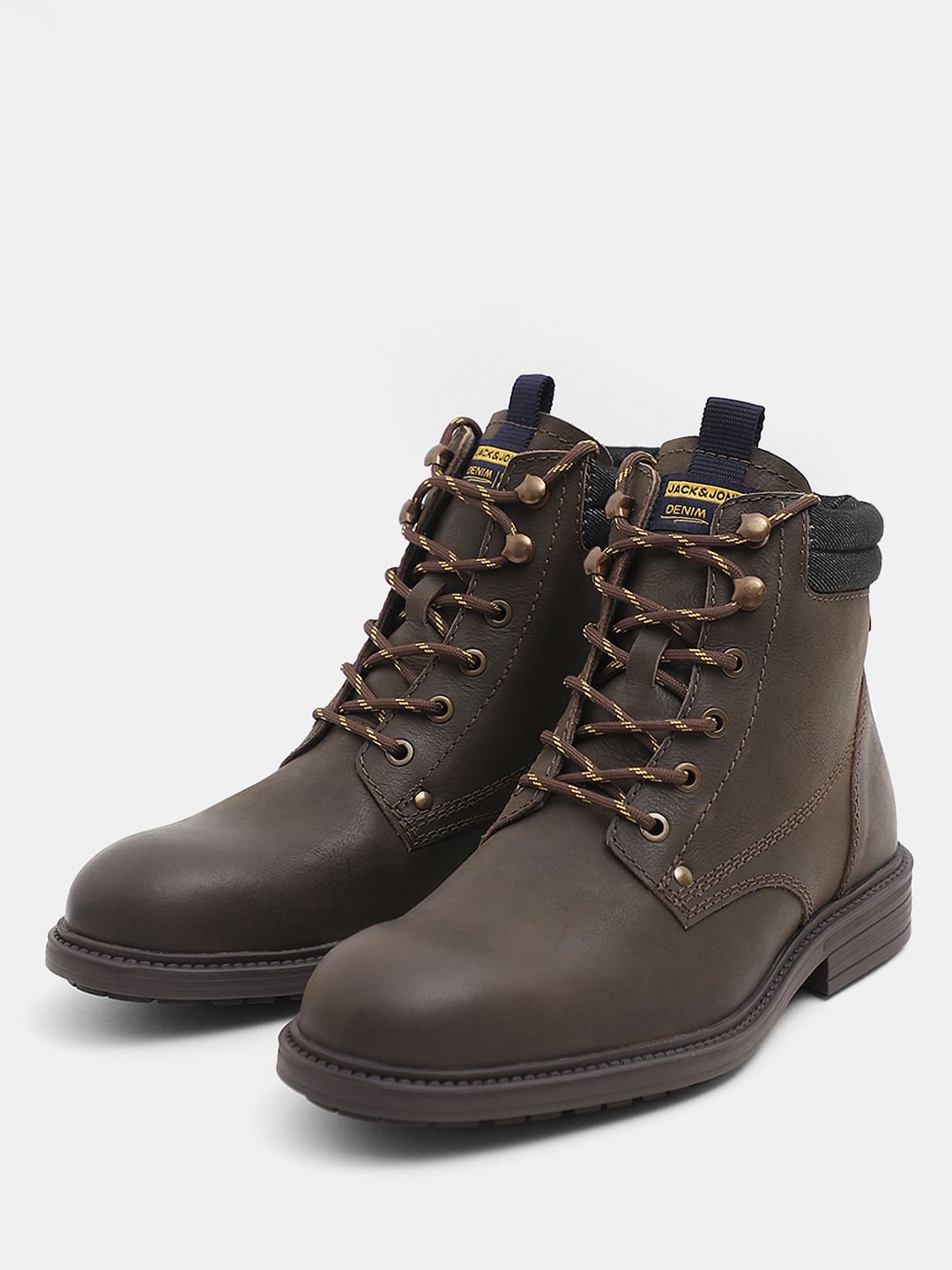 Olive High Top Leather Boots