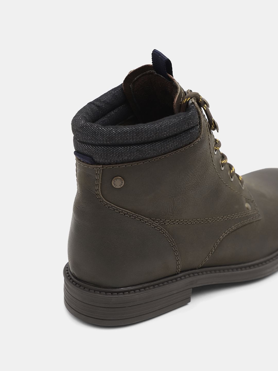 Olive High Top Leather Boots