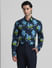 Blue Floral Print Full Sleeves Shirt_409512+2