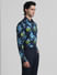 Blue Floral Print Full Sleeves Shirt_409512+3