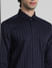 Dark Blue Striped Full Sleeves Shirt_409516+5