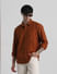 Brown Cotton Jacquard Oversized Shirt