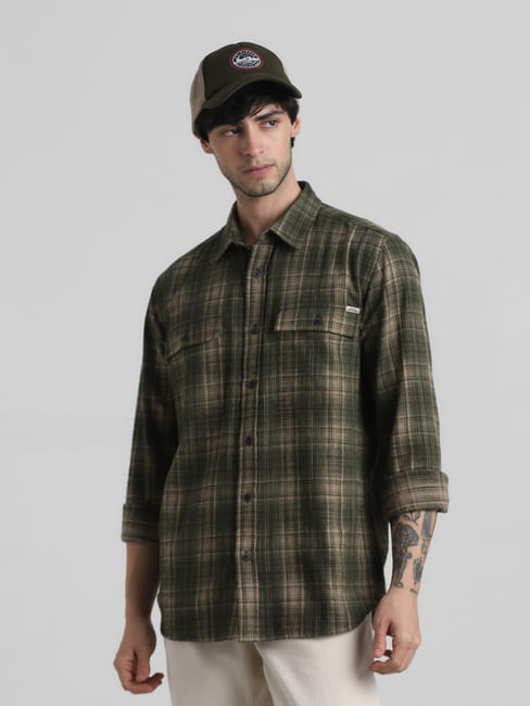 Green Check Print Full Sleeves Shirt