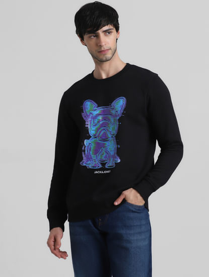 Black Doggo Print Sweatshirt