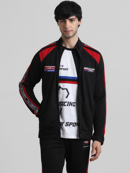 URBAN RACERS by Black Colourblocked Zip-Up Sweatshirt