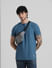 Blue Jacquard Crew Neck T-shirt_409542+1