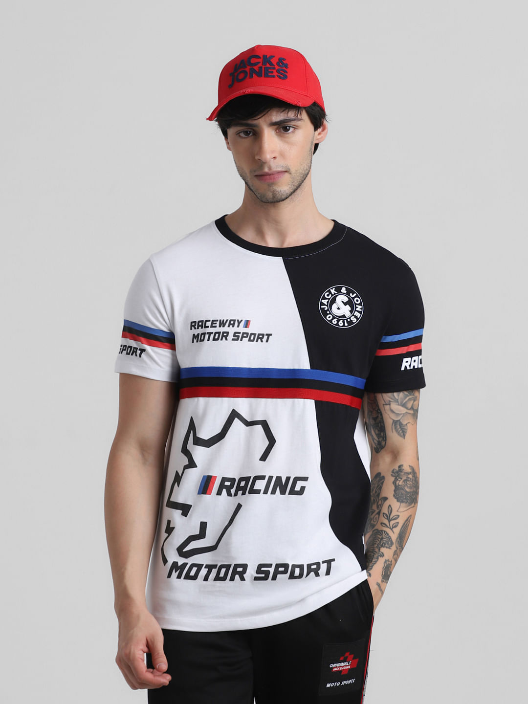 URBAN RACERS by White Colourblocked T-shirt