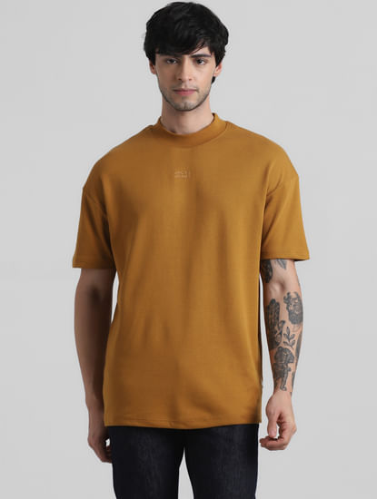 Golden Brown Logo Text Oversized T-shirt