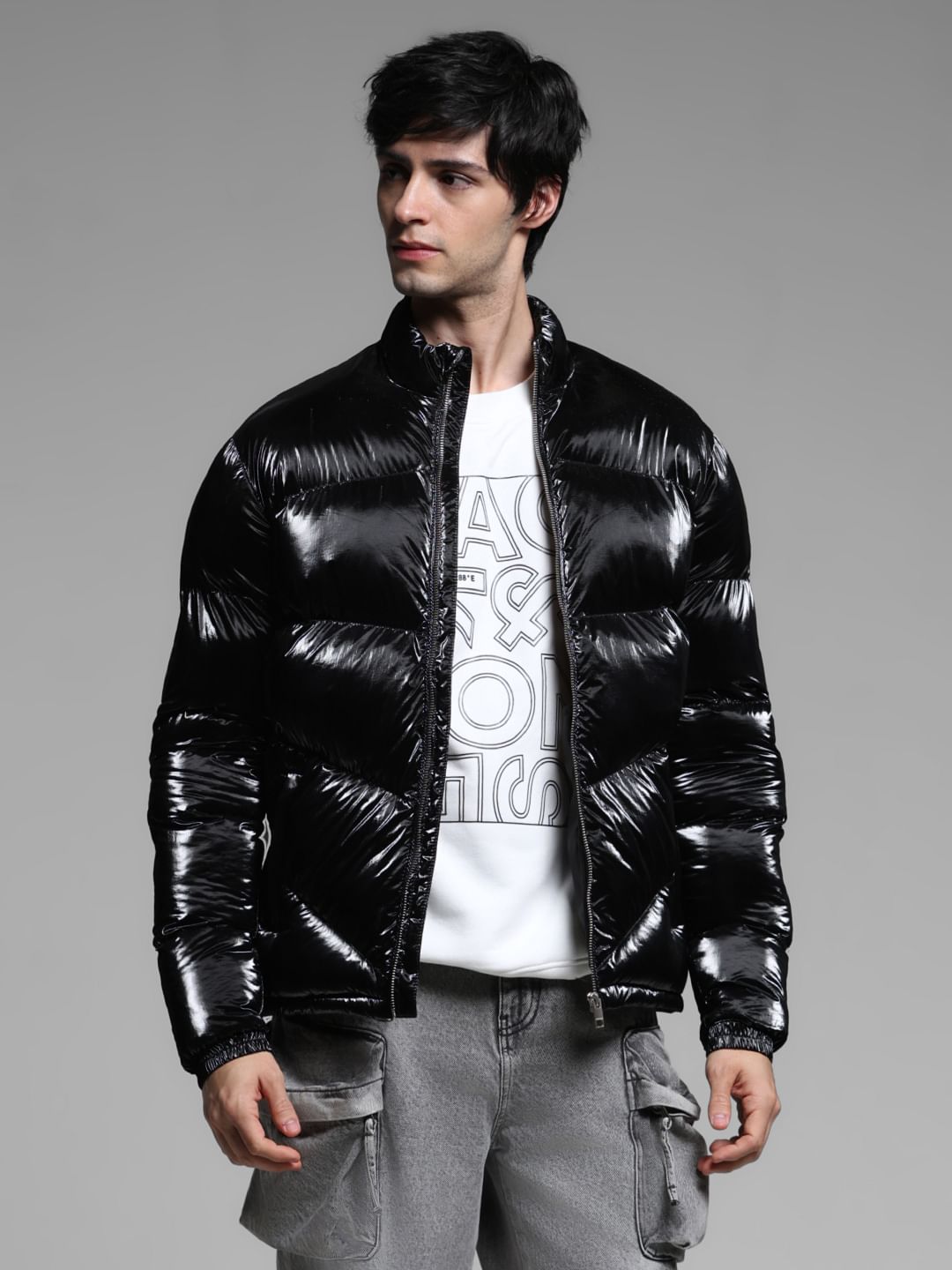 Black High Neck Puffer Jacket