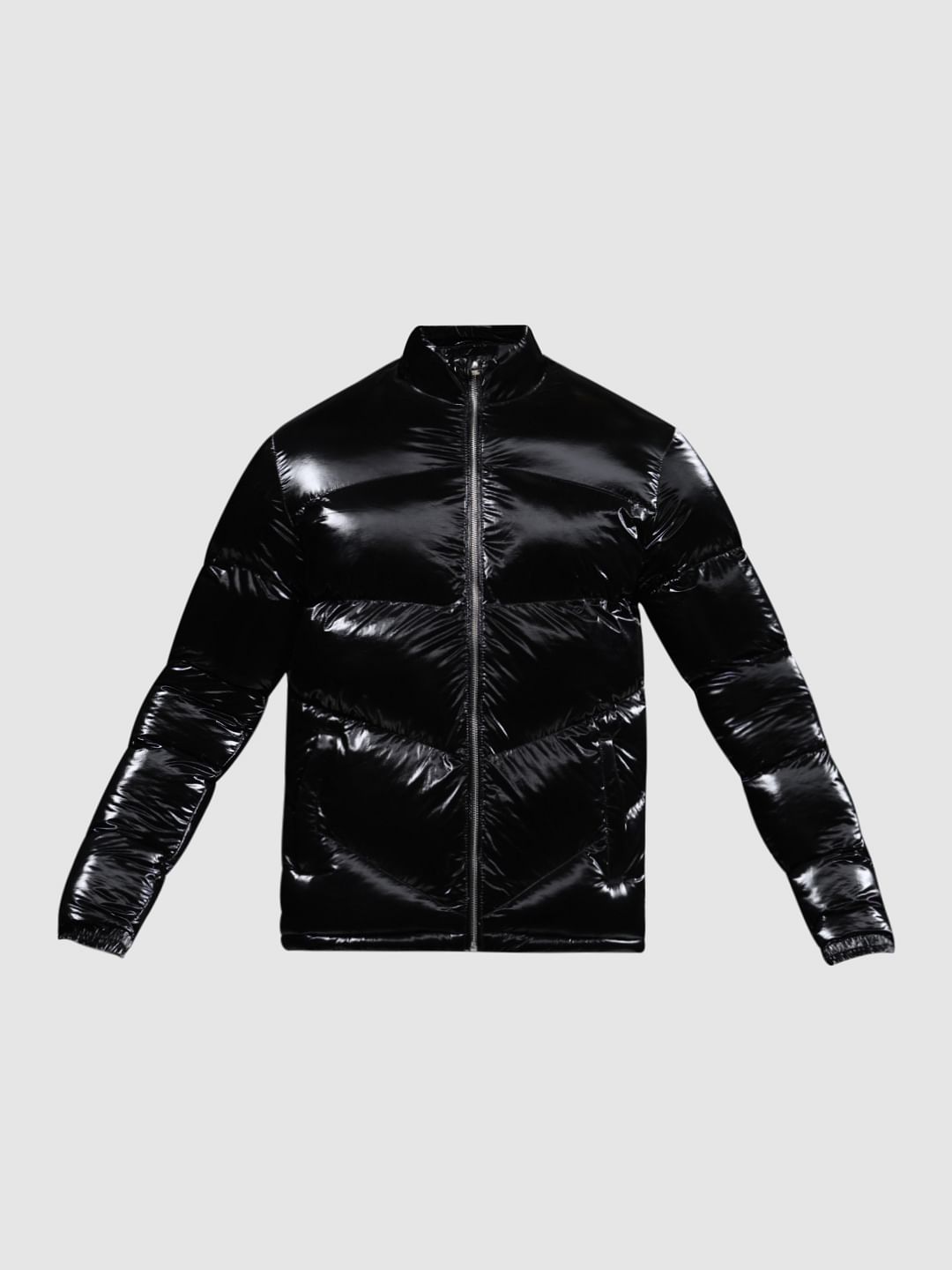 Black high neck puffer jacket online