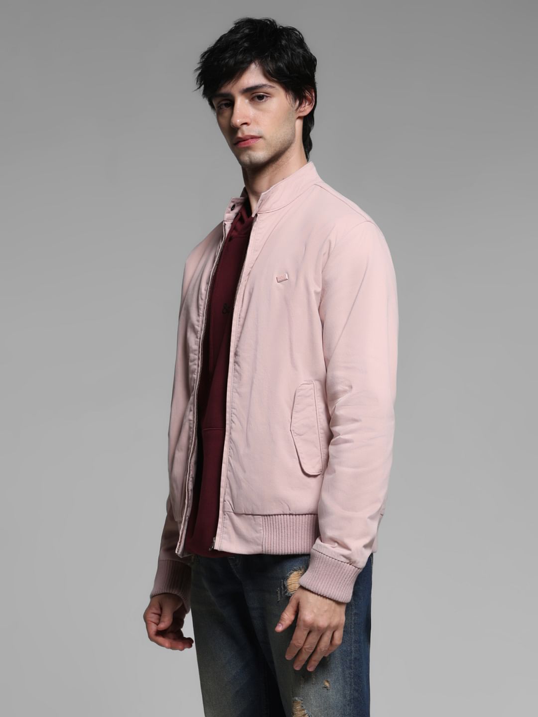 Light pink bomber jacket best sale