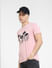 Pink 3D Print Crew Neck T-shirt_404507+1