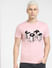 Pink 3D Print Crew Neck T-shirt_404507+2