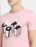 Pink 3D Print Crew Neck T-shirt_404507+5