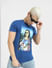 Blue Mona Lisa Print Crew Neck T-shirt_404509+1