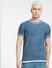 Blue Printed Knit Crew Neck T-shirt_404513+2