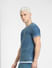 Blue Printed Knit Crew Neck T-shirt_404513+3