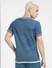 Blue Printed Knit Crew Neck T-shirt_404513+4