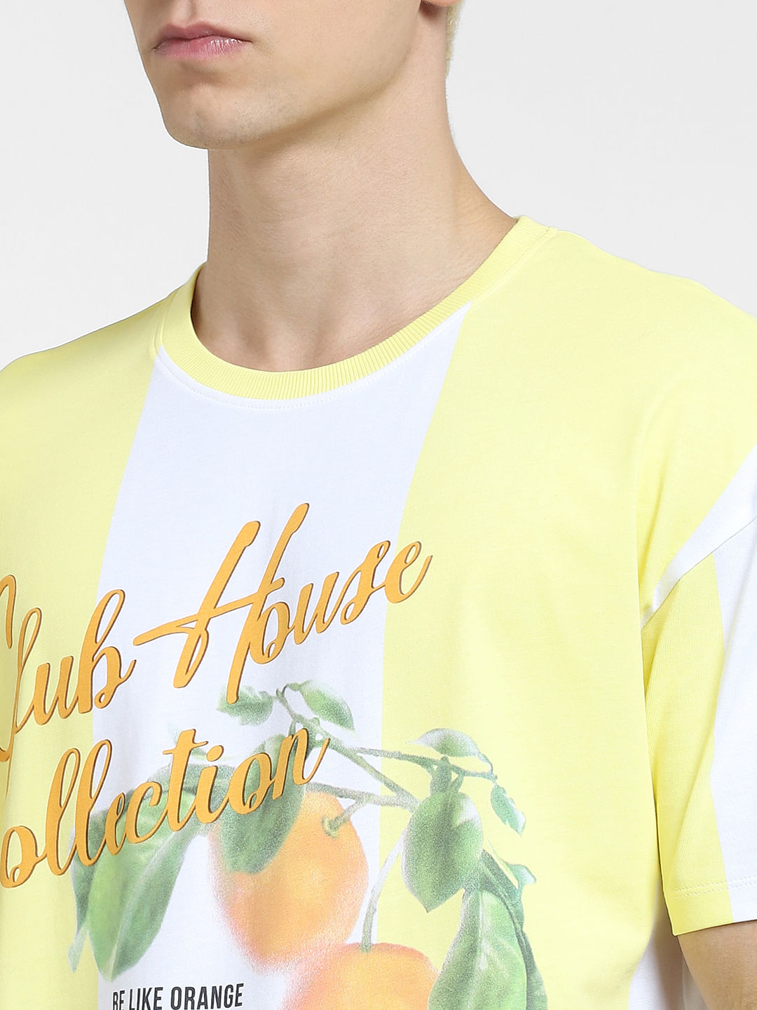 Buy Yellow Printed Boxy Fit T-shirt for Men