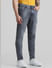 Grey Mid Rise Distressed Slim Jeans_410301+2