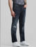 Dark Blue Mid Rise Distressed Regular Fit Jeans_410304+2