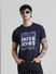 Dark Blue Logo Print Crew Neck T-shirt_410320+1