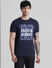 Dark Blue Logo Print Crew Neck T-shirt_410320+2